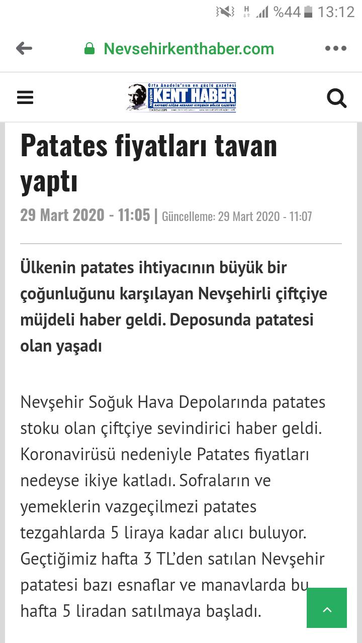 2020 yılı Patates fiyatları - 6402
